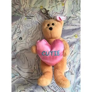 Ty‎ Valenteenie Beanies Small Plush Clip-On Teddy Bear w Satin Heart